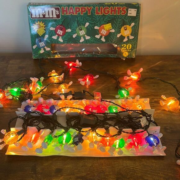 Vintage M&M Candy Character Happy Lights 20 String Set 2 Christmas Lights WORKS - Picture 1 of 9